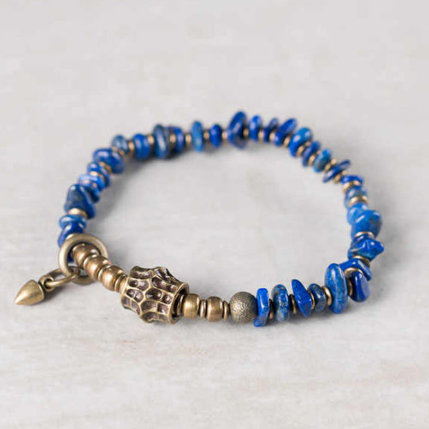 Buddha Stones Vintage Irregular Shape Design Lazurite Positive Bracelet