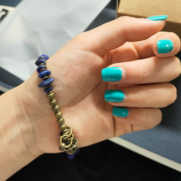 Buddha Stones Vintage Irregular Shape Design Lazurite Positive Bracelet