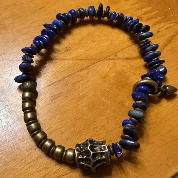 Buddha Stones Vintage Irregular Shape Design Lazurite Positive Bracelet