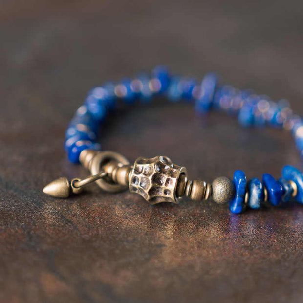 Buddha Stones Vintage Irregular Shape Design Lazurite Positive Bracelet