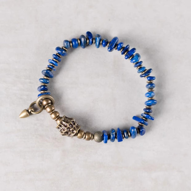 Buddha Stones Vintage Irregular Shape Design Lazurite Positive Bracelet