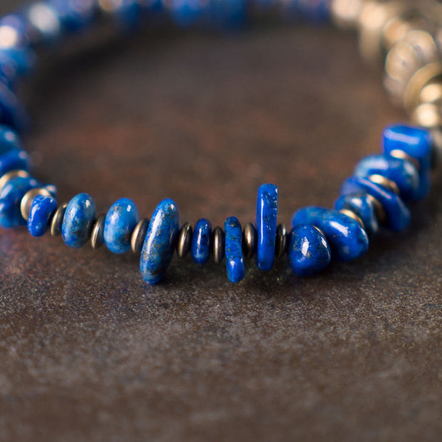 Buddha Stones Vintage Irregular Shape Design Lazurite Positive Bracelet