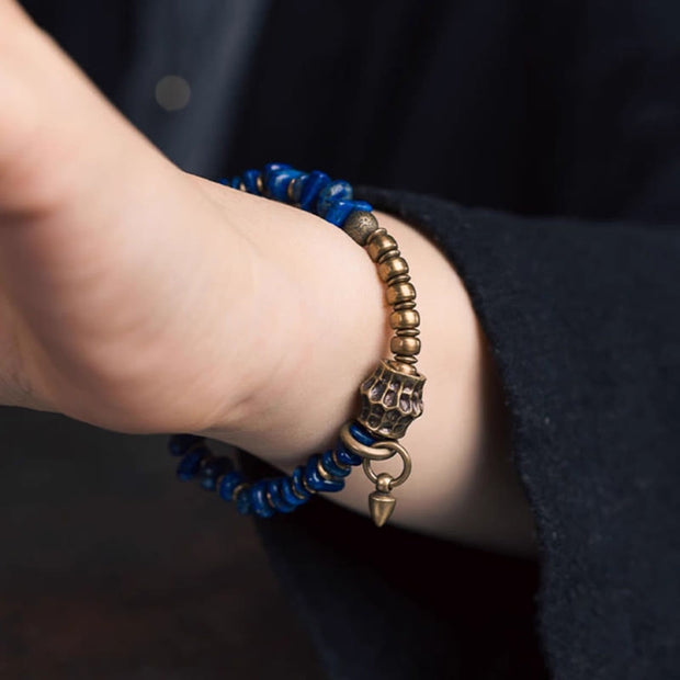 Buddha Stones Vintage Irregular Shape Design Lazurite Positive Bracelet