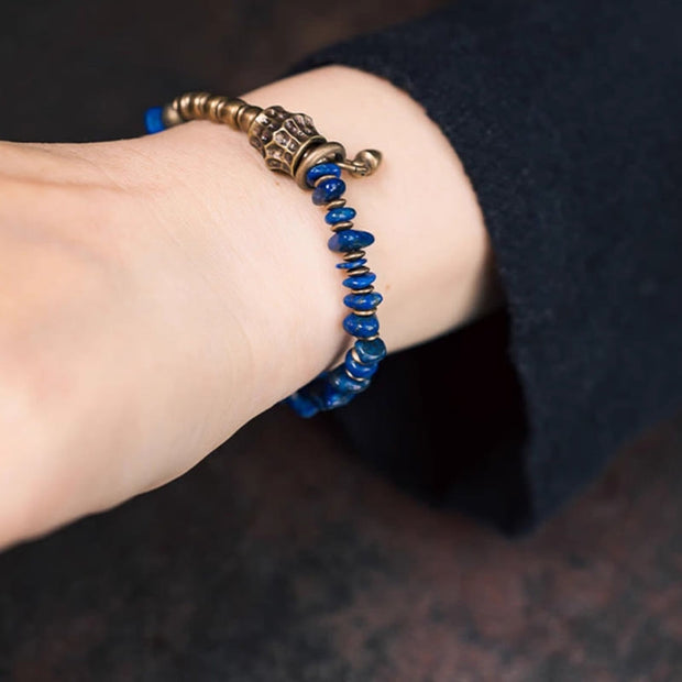 Buddha Stones Vintage Irregular Shape Design Lazurite Positive Bracelet