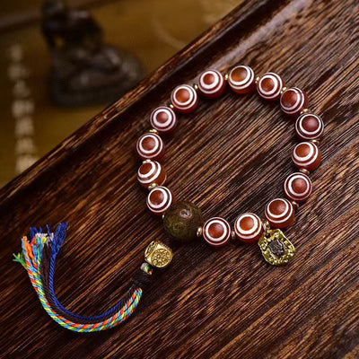 Buddha Stones Tibetan Zakiram Red Agate Confidence Bracelet