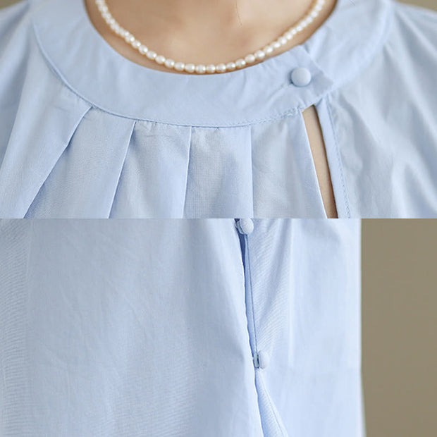 Buddha Stones Summer Solid Color Pleated Design Halter Neck Sleeveless Cotton Linen Women's Vest