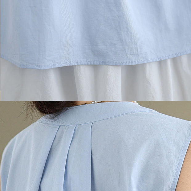 Buddha Stones Summer Solid Color Pleated Design Halter Neck Sleeveless Cotton Linen Women's Vest