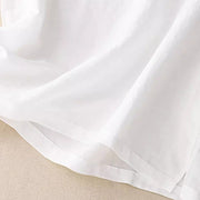 Buddha Stones Casual Pure Color Embroidery Patchwork Design Sleeveless Crew Neck Women's Cotton Linen Vest