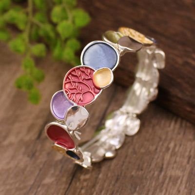 Buddha Stones The Tree Of Life Round Pattern Unity Alloy Elastic Bracelet Bangle
