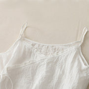 Buddha Stones Vintage Side Lace-up Splicing Lace V-neck Sleeveless Women's Cotton Linen Vest - image 7