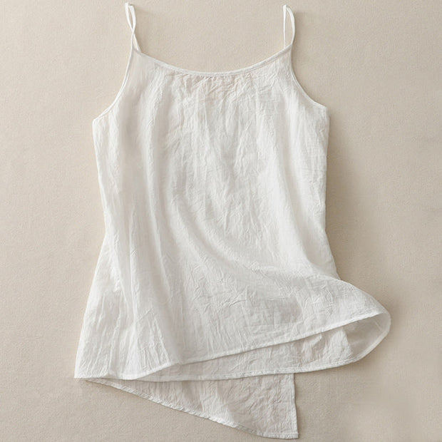 Buddha Stones Vintage Side Lace-up Splicing Lace V-neck Sleeveless Women's Cotton Linen Vest - image 5