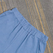 Buddha Stones Casual Pure Color Hollow Button Cuff Design Women's Cotton Linen Pants With Pockets