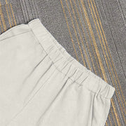 Buddha Stones Casual Pure Color Hollow Button Cuff Design Women's Cotton Linen Pants With Pockets