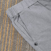 Buddha Stones Casual Pure Color Hollow Button Cuff Design Women's Cotton Linen Pants With Pockets