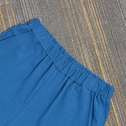 Buddha Stones Casual Pure Color Hollow Button Cuff Design Women's Cotton Linen Pants With Pockets