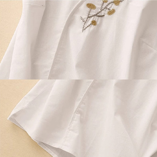 Buddha Stones Ethnic Embroidery Asymmetrical Design Women's Cotton Linen Sleeveless Vest