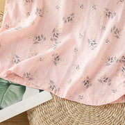 Buddha Stones Retro Printing Floral Plant Pattern Chinese Frog-Button Design Women's Cotton Sleeveless Vest