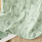 Buddha Stones Retro Printing Floral Plant Pattern Chinese Frog-Button Design Women's Cotton Sleeveless Vest