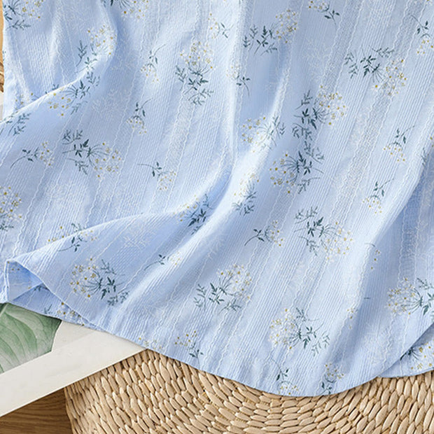 Buddha Stones Retro Printing Floral Plant Pattern Chinese Frog-Button Design Women's Cotton Sleeveless Vest