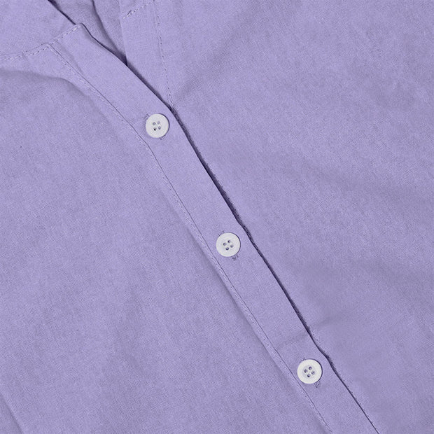 Buddha Stones Casual Plain Button Notched Collar Women's Short Sleeve Shirt