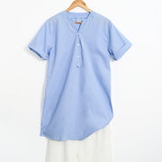 Buddha Stones Casual Plain Button Notched Collar Women's Short Sleeve Shirt