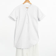 Buddha Stones Casual Plain Button Notched Collar Women's Short Sleeve Shirt