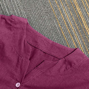 Buddha Stones Casual Plain Button Notched Collar Women's Short Sleeve Shirt
