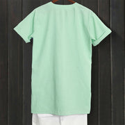Buddha Stones Casual Plain Button Notched Collar Women's Short Sleeve Shirt