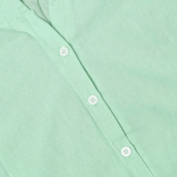 Buddha Stones Casual Plain Button Notched Collar Women's Short Sleeve Shirt