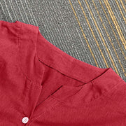 Buddha Stones Casual Plain Button Notched Collar Women's Short Sleeve Shirt
