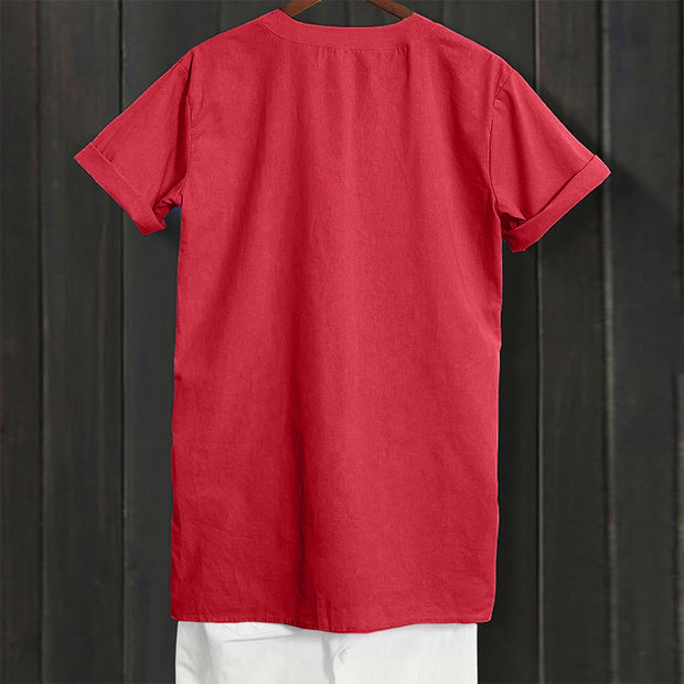 Buddha Stones Casual Plain Button Notched Collar Women's Short Sleeve Shirt