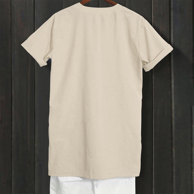 Buddha Stones Casual Plain Button Notched Collar Women's Short Sleeve Shirt