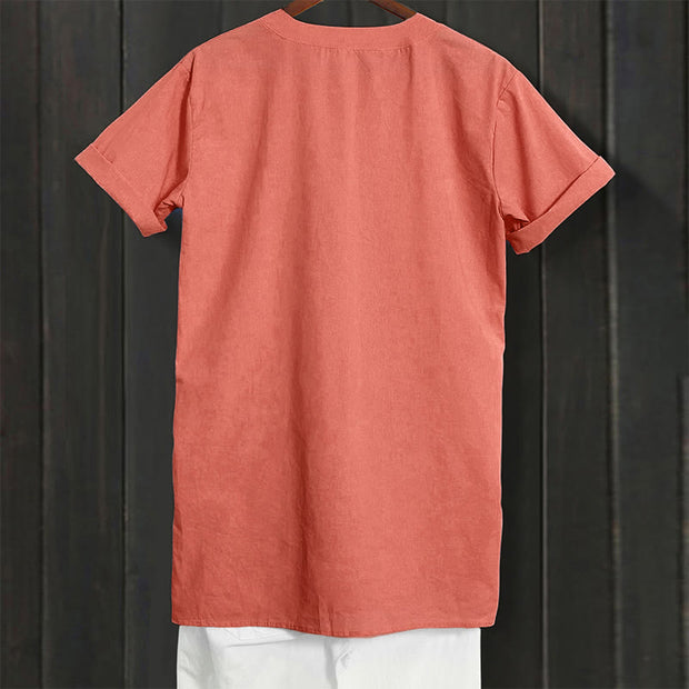 Buddha Stones Casual Plain Button Notched Collar Women's Short Sleeve Shirt