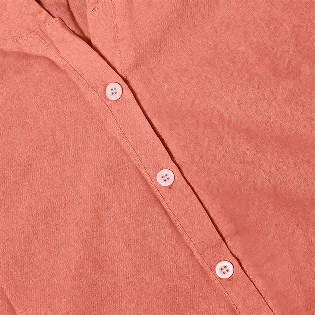 Buddha Stones Casual Plain Button Notched Collar Women's Short Sleeve Shirt