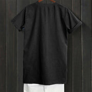 Buddha Stones Casual Plain Button Notched Collar Women's Short Sleeve Shirt