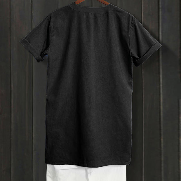 Buddha Stones Casual Plain Button Notched Collar Women's Short Sleeve Shirt