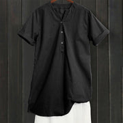 Buddha Stones Casual Plain Button Notched Collar Women's Short Sleeve Shirt