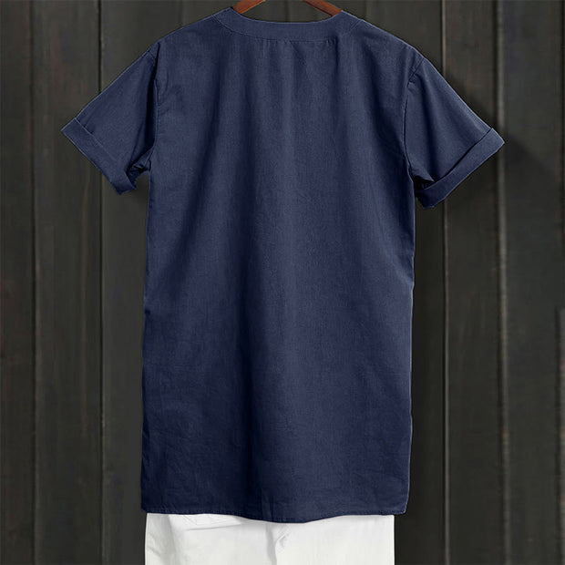 Buddha Stones Casual Plain Button Notched Collar Women's Short Sleeve Shirt