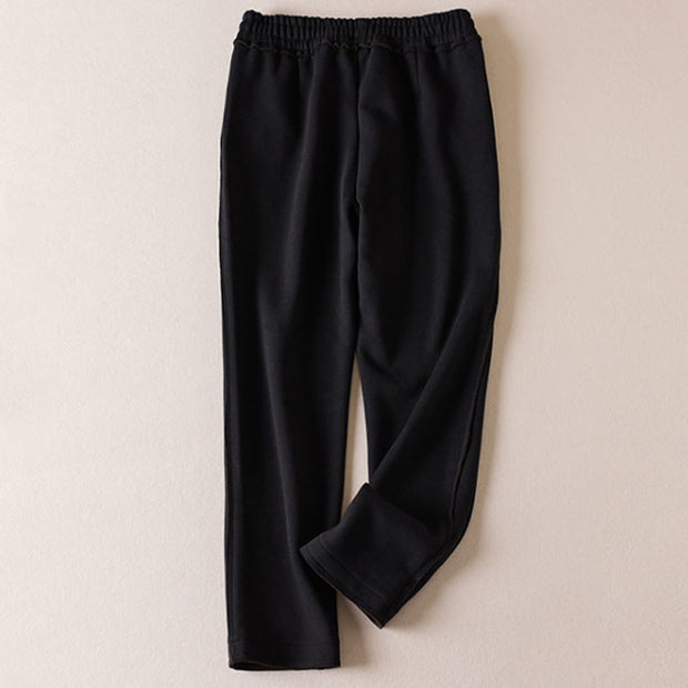 Buddha Stones Casual Colorblock Drawstring Women's Cotton Wide Leg Pants With Pockets