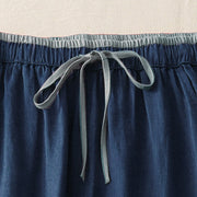 Buddha Stones Casual Colorblock Drawstring Women's Cotton Wide Leg Pants With Pockets