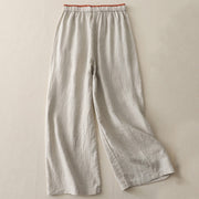 Buddha Stones Casual Colorblock Drawstring Women's Cotton Wide Leg Pants With Pockets