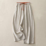 Buddha Stones Casual Colorblock Drawstring Women's Cotton Wide Leg Pants With Pockets