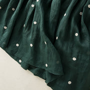 Buddha Stones Artistic Vintage Dot Pattern Women's Cotton Linen Pleated Skirt