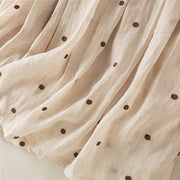 Buddha Stones Artistic Vintage Dot Pattern Women's Cotton Linen Pleated Skirt