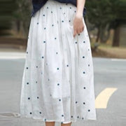Buddha Stones Artistic Vintage Dot Pattern Women's Pleated Skirt - White - US8-10，UK/AU12-14，EU40-42 (2XL) - image 30