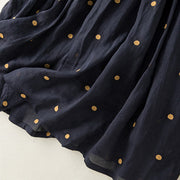 Buddha Stones Artistic Vintage Dot Pattern Women's Cotton Linen Pleated Skirt