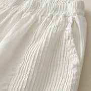 Buddha Stones Casual Plain Tucker Pleats Elastic Women's Polyester Wide Leg Pants With Pockets