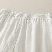Buddha Stones Casual Plain Tucker Pleats Elastic Women's Polyester Wide Leg Pants With Pockets