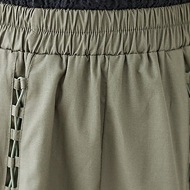Buddha Stones Summer Casual Pure Color Pleated Design Women's Cotton Skirt