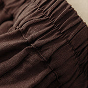 Buddha Stones Summer Casual Plain Cotton Linen Women's Elasti Straight Shorts With Pockets